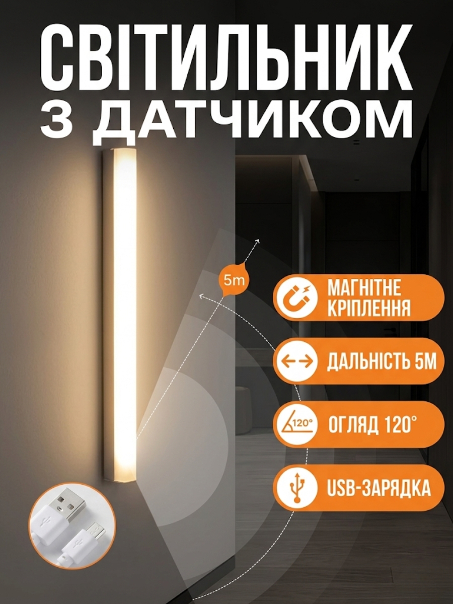 Набір LED-світильників з датчиком руху, 3 шт.